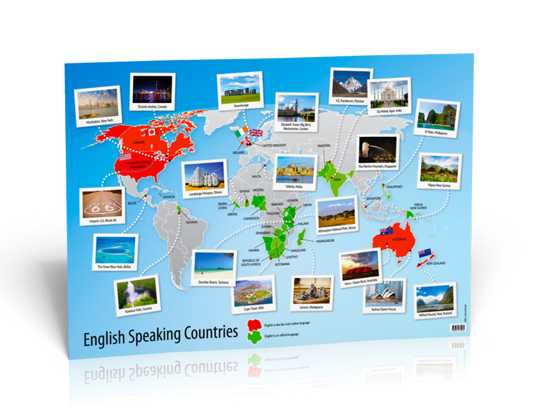 English Speaking Countries Map - Poster English Speaking Countries Map - Poster